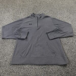 Under Armour Sweater Womens L Gray Semi Fitted Fleece Pullover Zip UA Sweatshirt